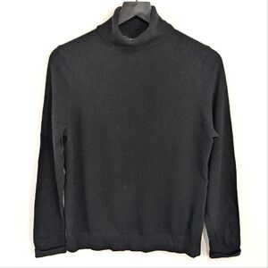 Lands' End Black 100% Cashmere Turtleneck Sweater Size Medium